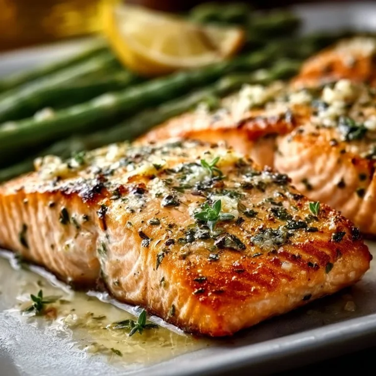 Garlic Butter Baked Salmon ready to serve