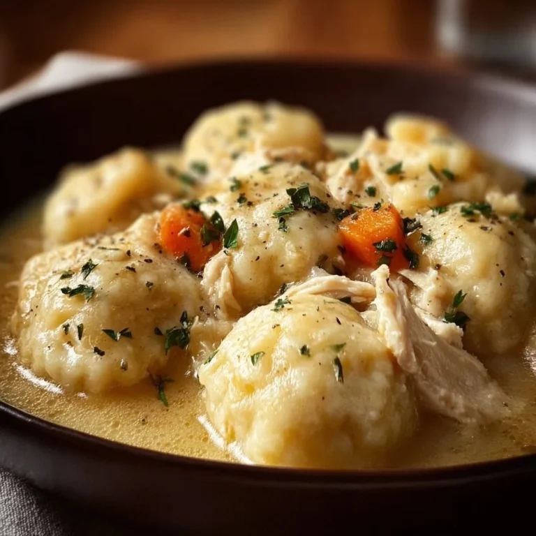 Bowl of gluten free chicken and dumplings with fresh herbs