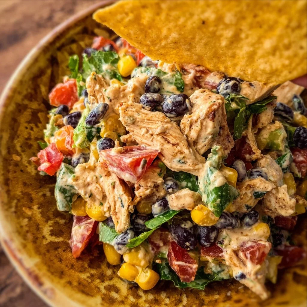 High-Protein Southwest Chicken Salad with grilled chicken and fresh veggies