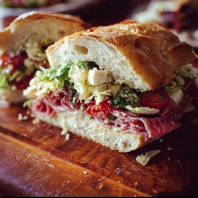 Delicious Italian Grinder Salad Sandwich with fresh veggies and meats