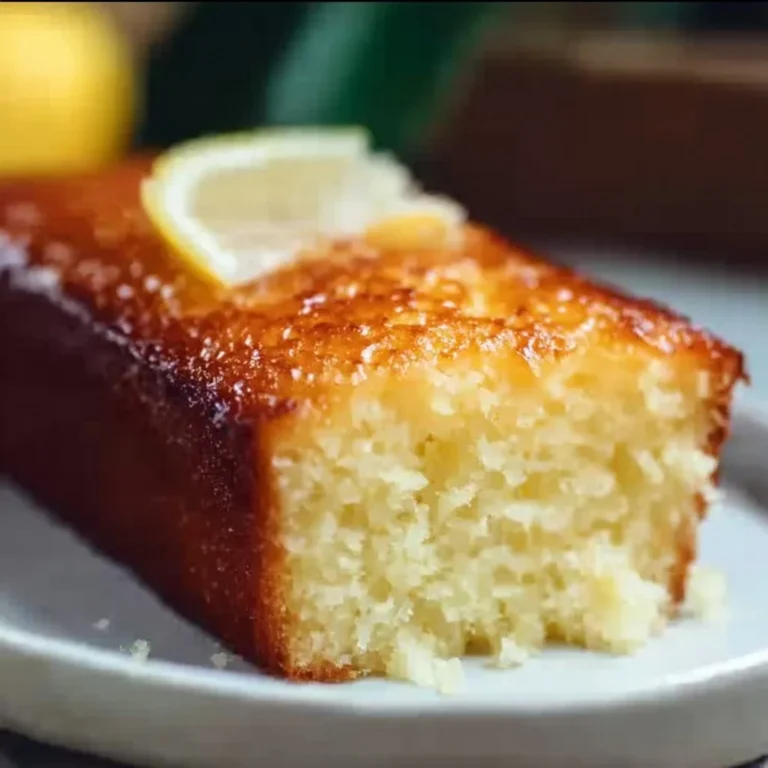 Moist lemon yogurt cake with a light and fluffy texture, garnished with lemon zest.