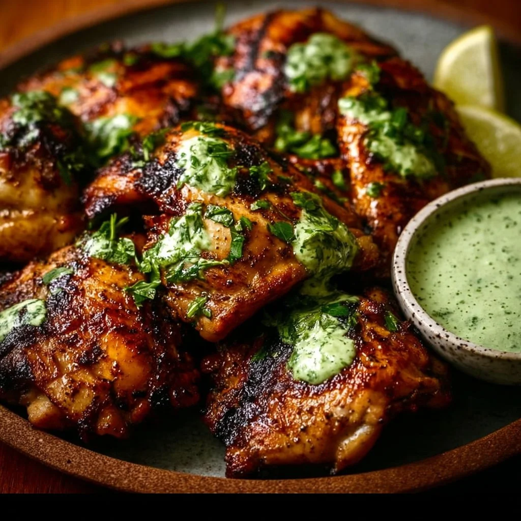 Peruvian Grilled Chicken with Creamy Green Sauce