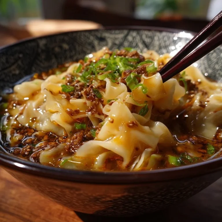 Delicious potsticker noodle bowl with dumplings and noodles.