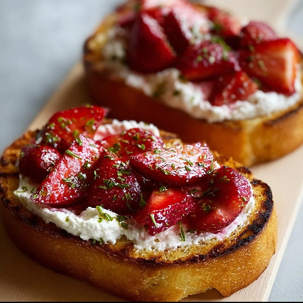 Roasted Strawberry Whipped Ricotta Toast