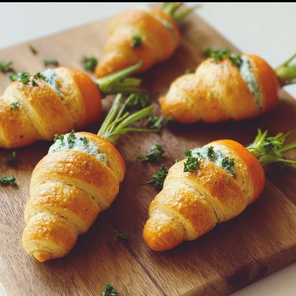Delicious stuffed crescent roll carrots filled with cheese and herbs