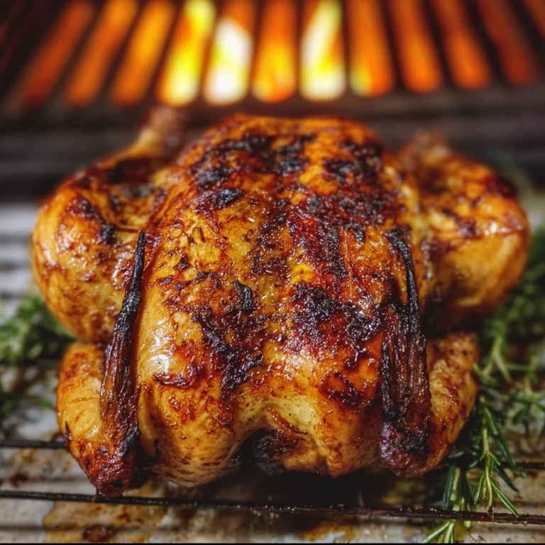 Aromatic roast chicken with herbs and spices served on a rustic platter
