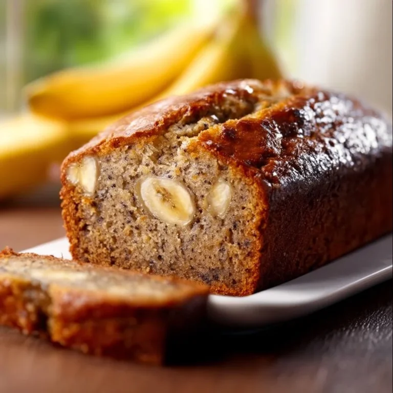 Selbstgebackenes Bananenbrot mit reifen Bananen und Nüssen
