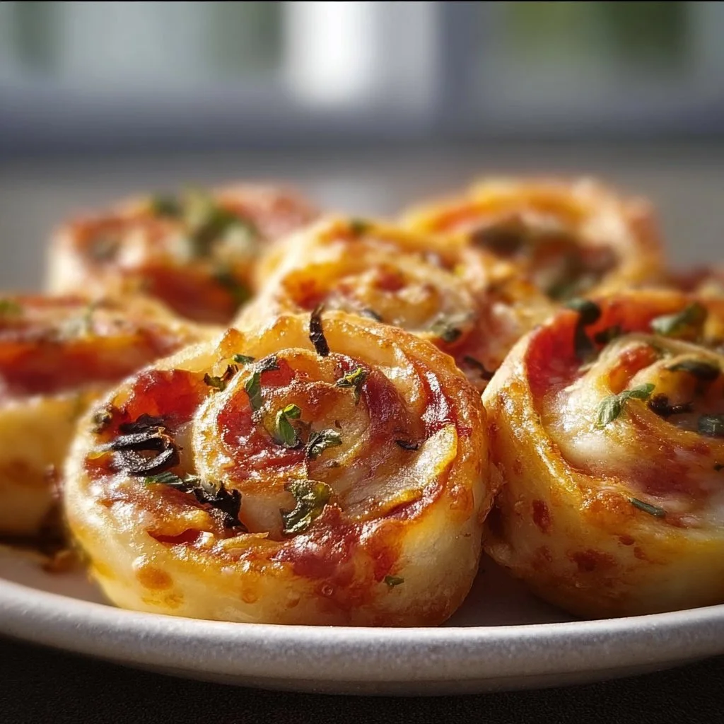 Leckere Blitz Pizzaschnecken frisch aus dem Ofen serviert