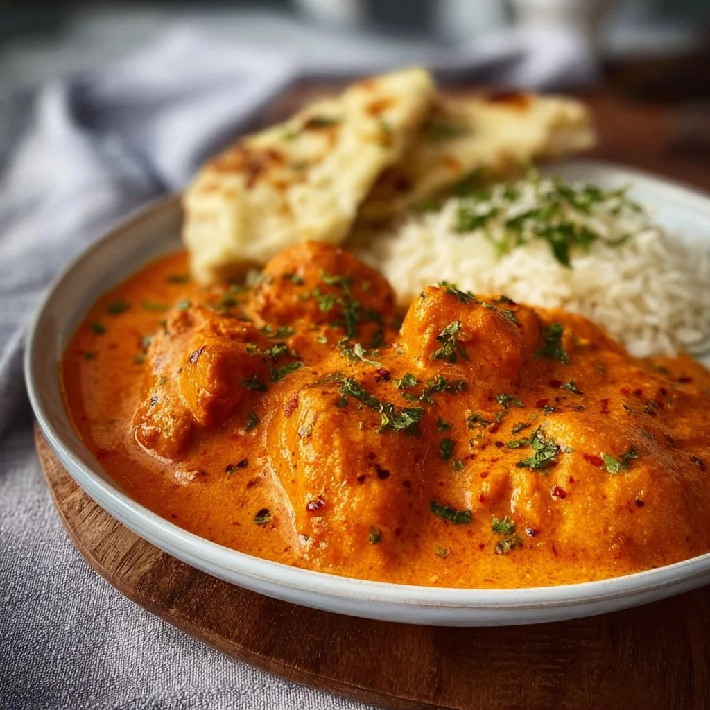 Leckeres Butterhuhn Gericht mit aromatischen Gewürzen und cremiger Sauce