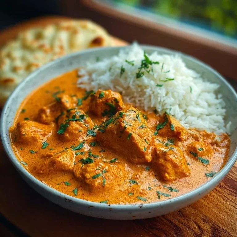 Leckeres Butterhühnchen Gericht mit zarter Hühnerbrust und cremiger Sauce