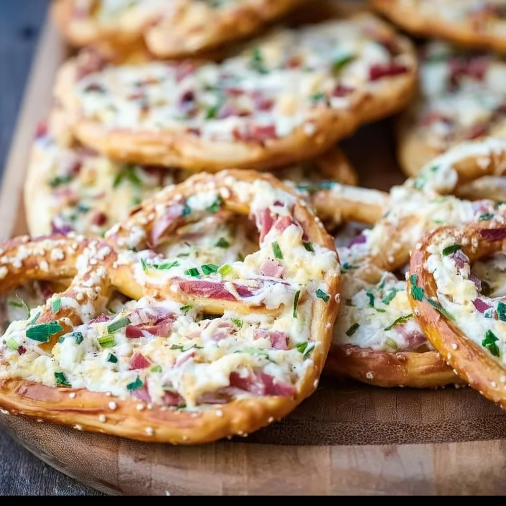 Flammkuchen Brezeln als herzhaftes Fingerfood für Partys und Feiern