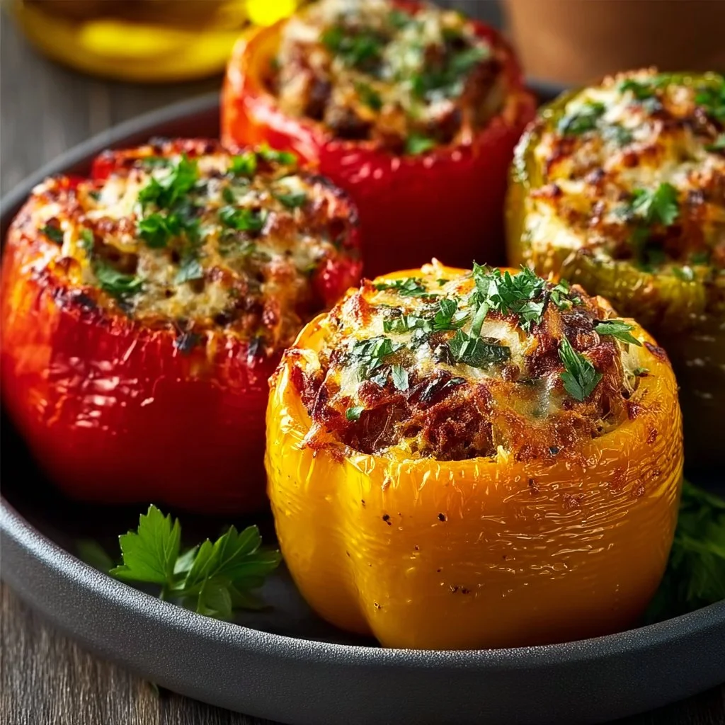 Gefüllte Paprika im Airfryer, gesund und lecker zubereitet.