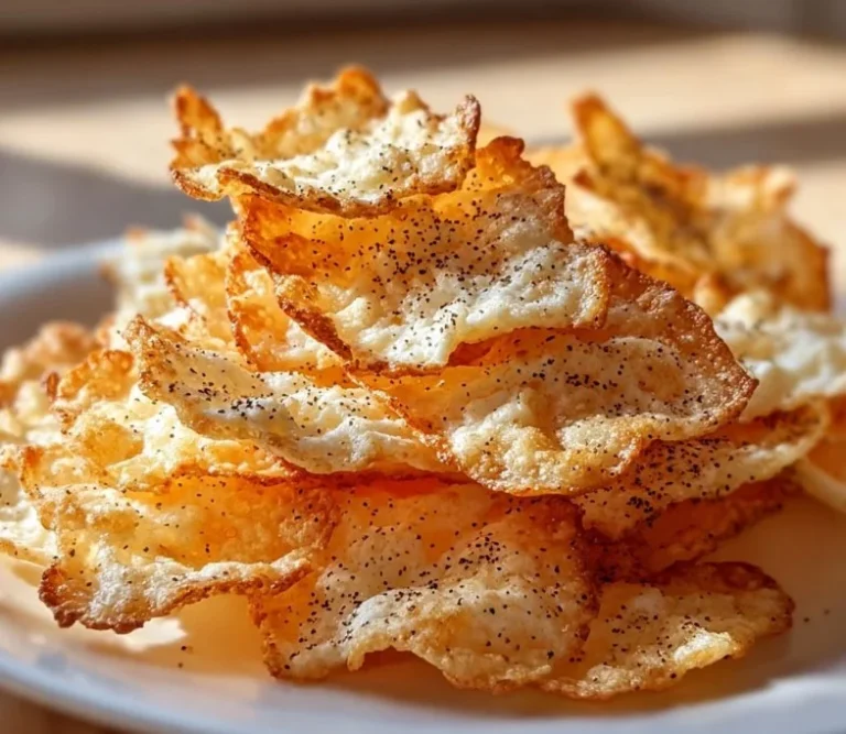 Eine Schüssel mit knusprigen Hüttenkäse-Chips, ein gesundes Snack-Alternativ.