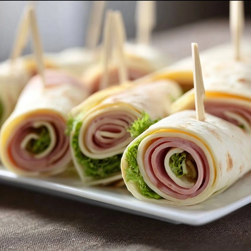 Käse-Schinken-Wraps, ideales Fingerfood für Partys, Rezept für Snacks