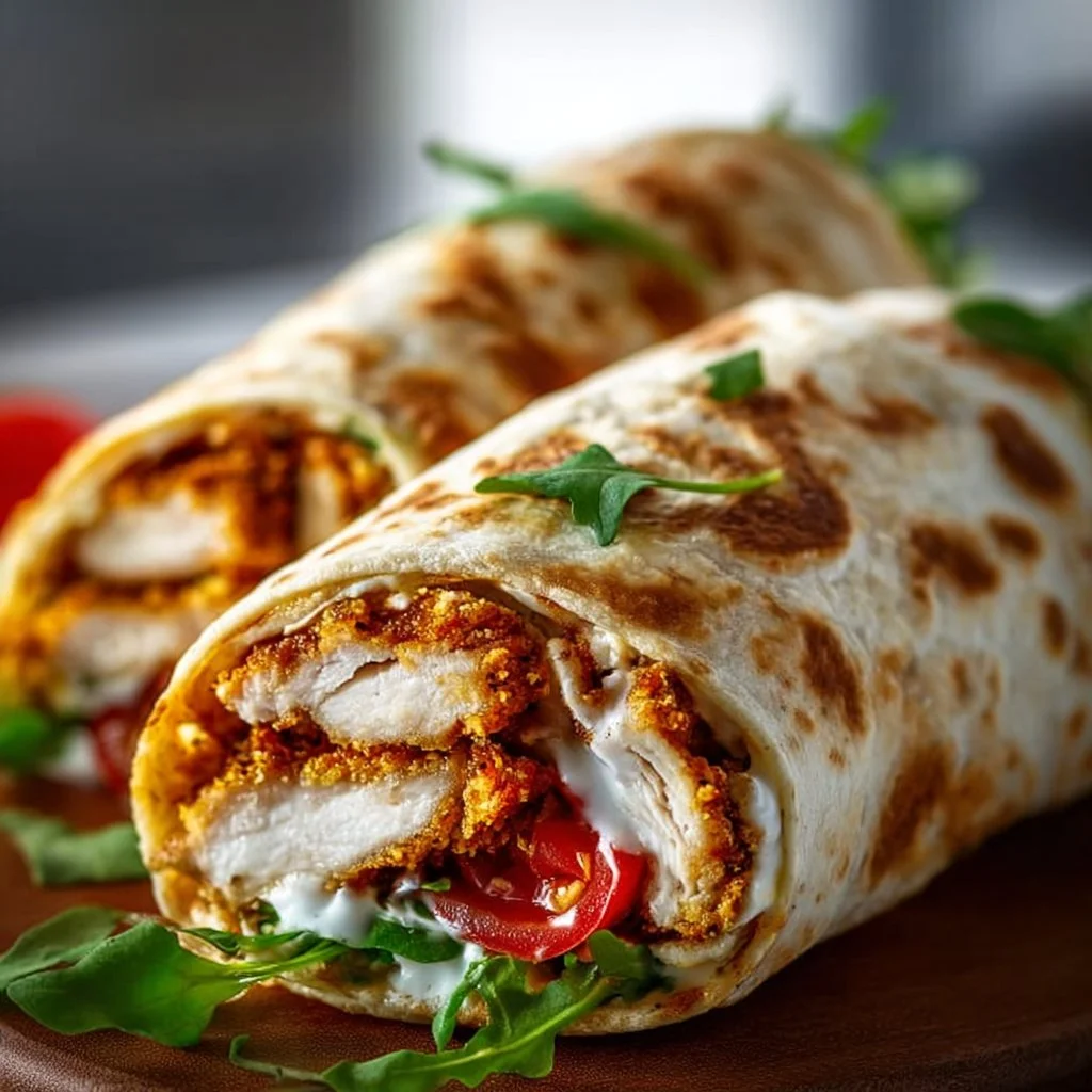 Knusprige Hähnchen-Mozzarella-Wraps aus dem Airfryer auf einem Teller