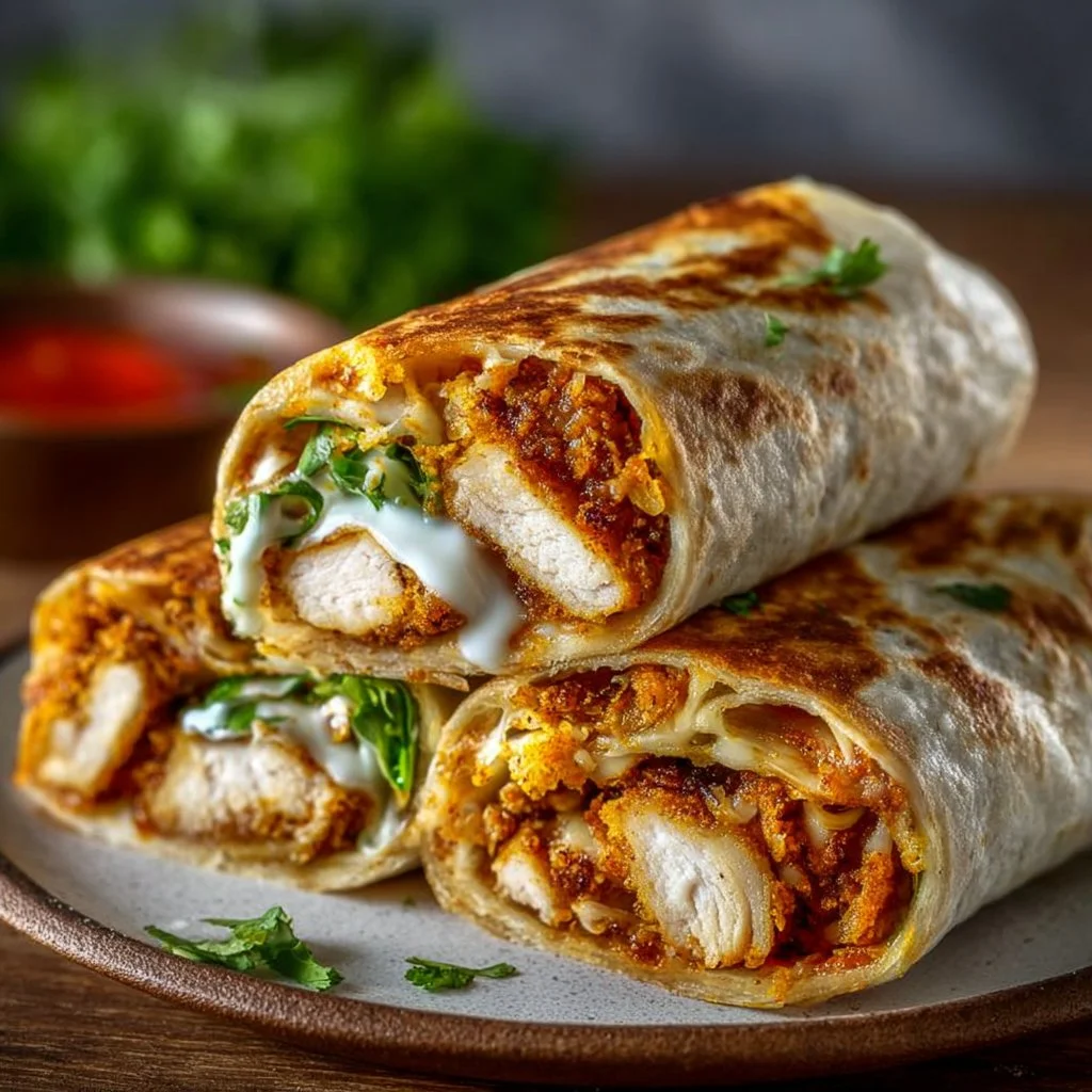 Knusprige Hähnchen-Mozzarella-Wraps aus dem Airfryer