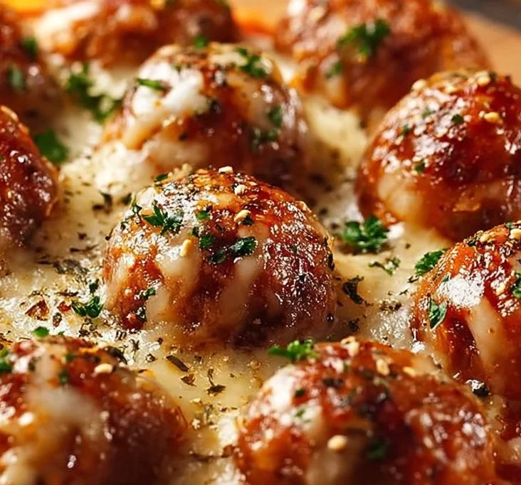 Leckere Pizza Bällchen auf einem Holzbrett serviert