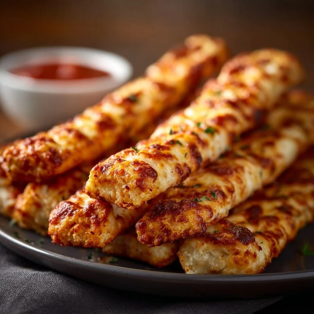 Schnelle, frisch gebackene Pizzastangen auf einem Teller