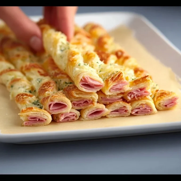 Leckere Blätterteigstangen mit Schinken und Käse