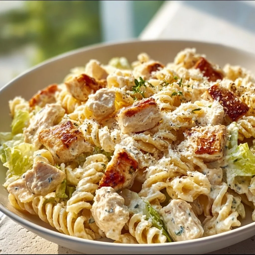 Cremige Hähnchen-Pasta mit frischen Zutaten und Parmesan