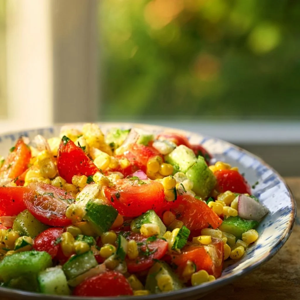 Leckerer Maissalat in einer Schüssel, perfekt für jede Gelegenheit.