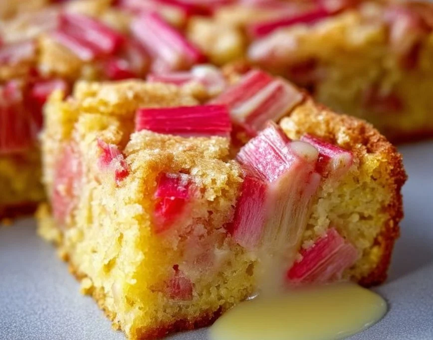 Der perfekte Rhabarber Sheet Cake mit Vanillepudding
