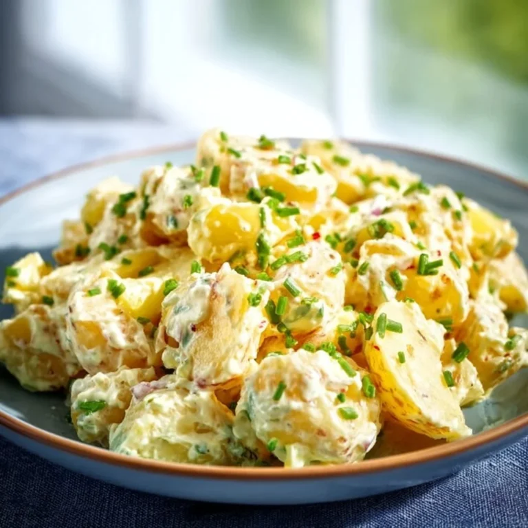Einfache Kartoffelsalat mit frischen Zutaten auf einem Teller