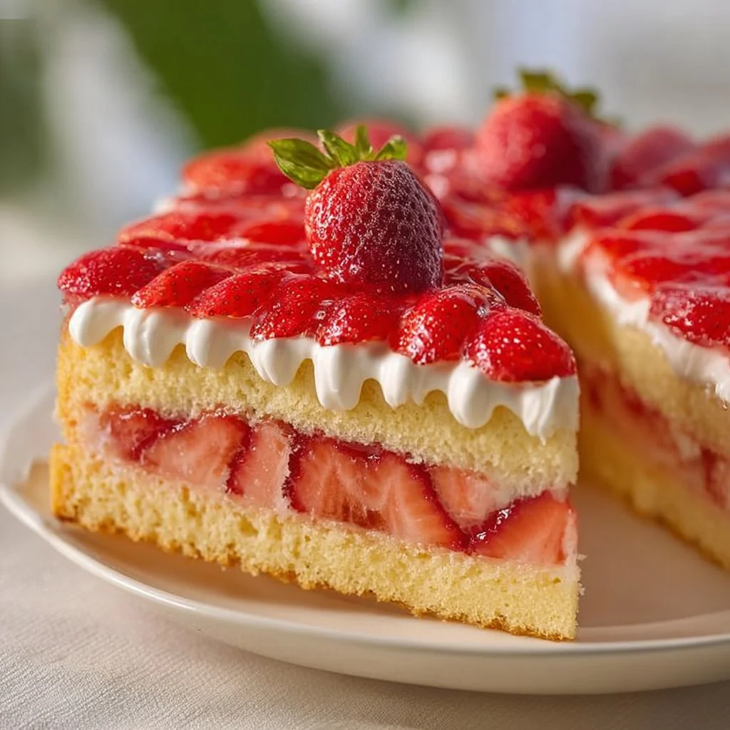 Erdbeerkuchen mit Biskuitboden