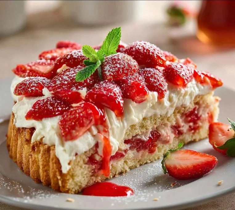 Erdbeerkuchen mit Mascarpone-Creme und Mandelboden