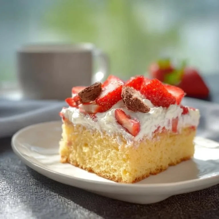 Fantakuchen mit Schmand und frischen Erdbeeren, ein leckeres Dessert