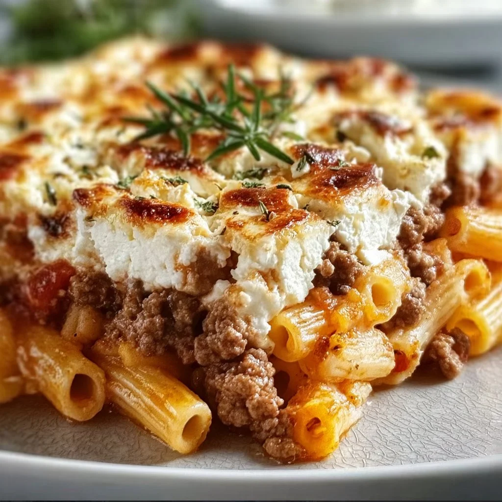 Griechischer Nudel-Auflauf mit Feta und Hackfleisch