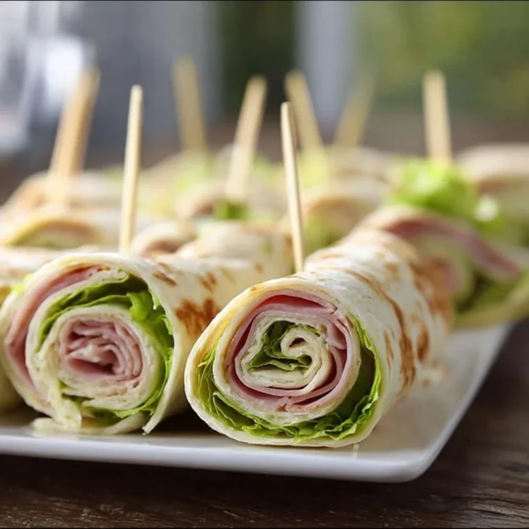 Käse-Schinken-Wraps mit frischen Zutaten auf einem Holzbrett