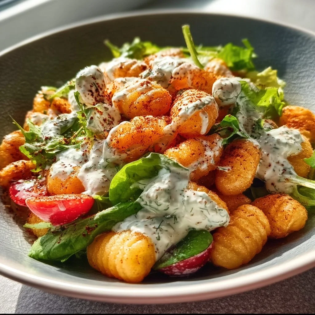 Knuspriger Gnocchi-Salat mit Joghurt-Dressing