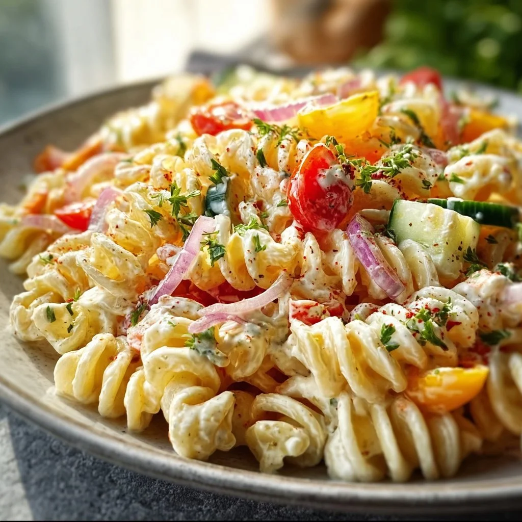 Leichter Nudelsalat mit Joghurt-Dressing