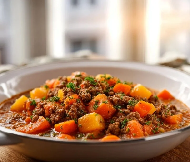 Möhreneintopf mit Hackfleisch