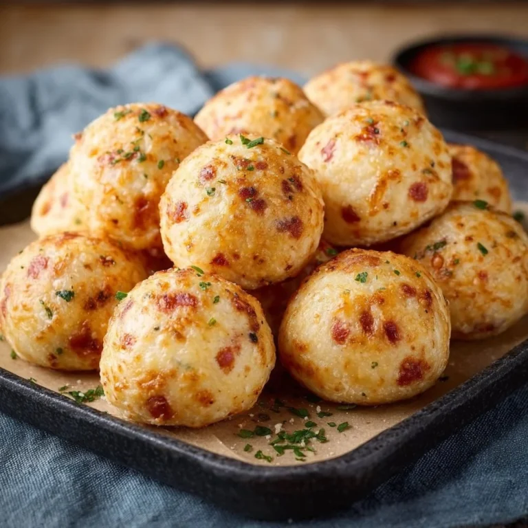 Schnelle Pizza Bällchen auf einem Teller, frisch serviert.