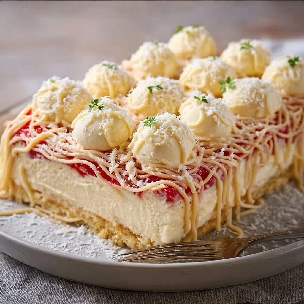 Spaghettieis-Blechkuchen