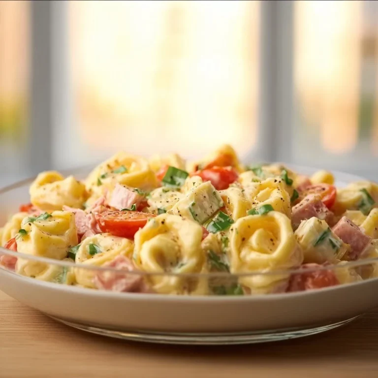 Bunter Tortellini-Salat mit frischem Gemüse und Dressing