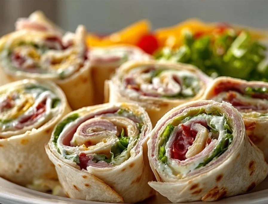 Wrap Röllchen Fingerfood auf einem Teller serviert