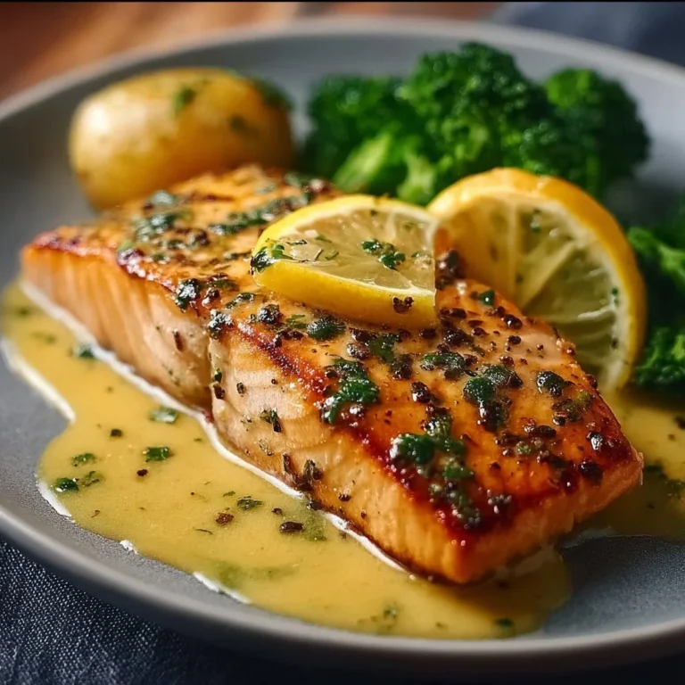 Zitronenbutterlachs serviert mit frischem Gemüse und Zitrone